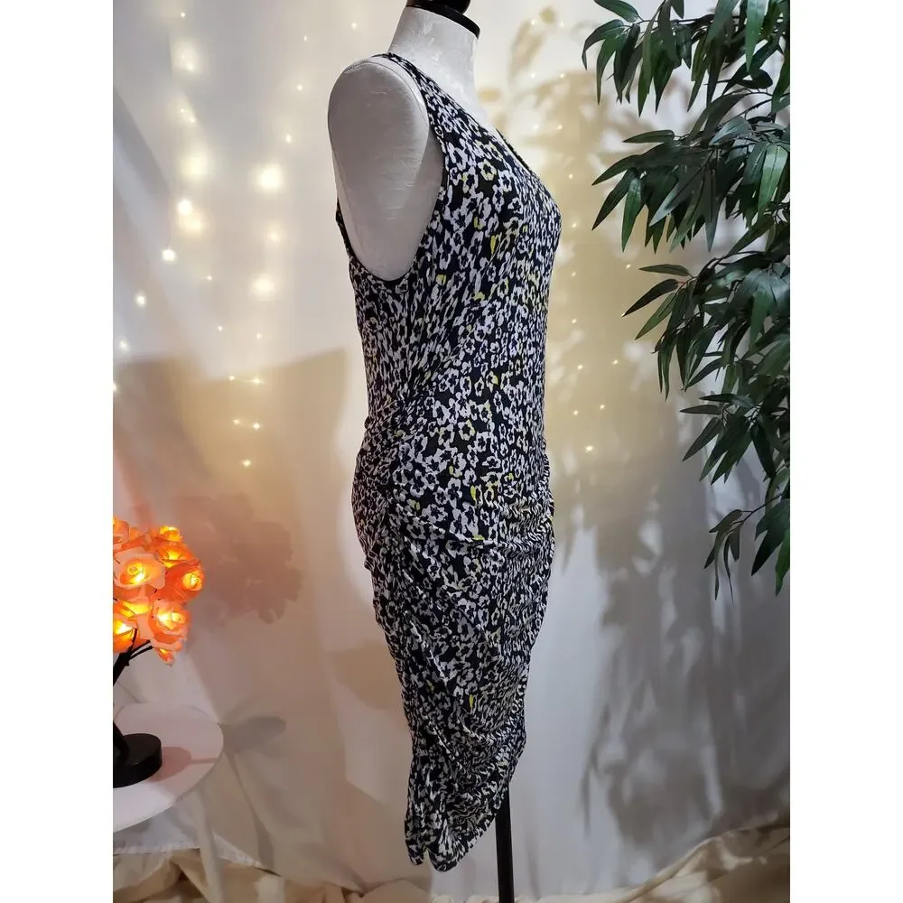 RACHEL Rachel Roy Viola Flower Side Ruched Midi Dress Womens Size L Sleeveless